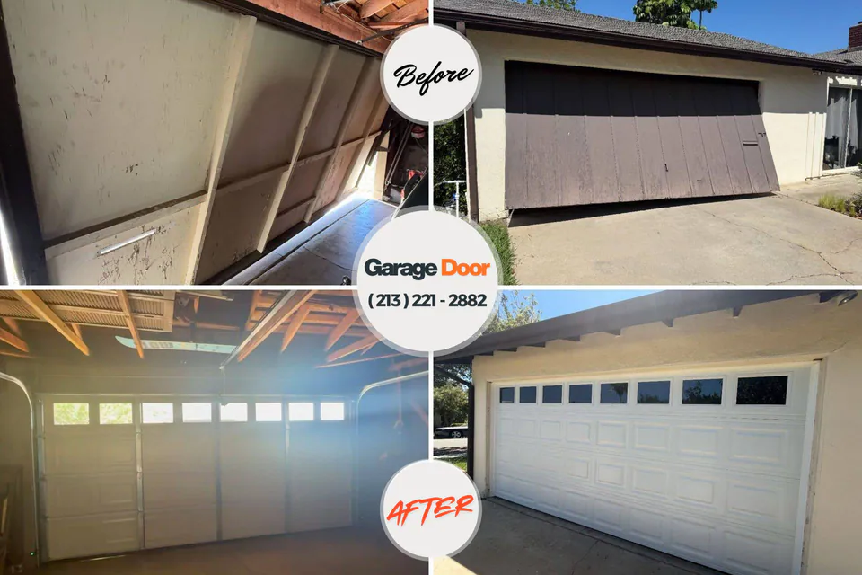 Before and after: garage door repair Seymour, TX